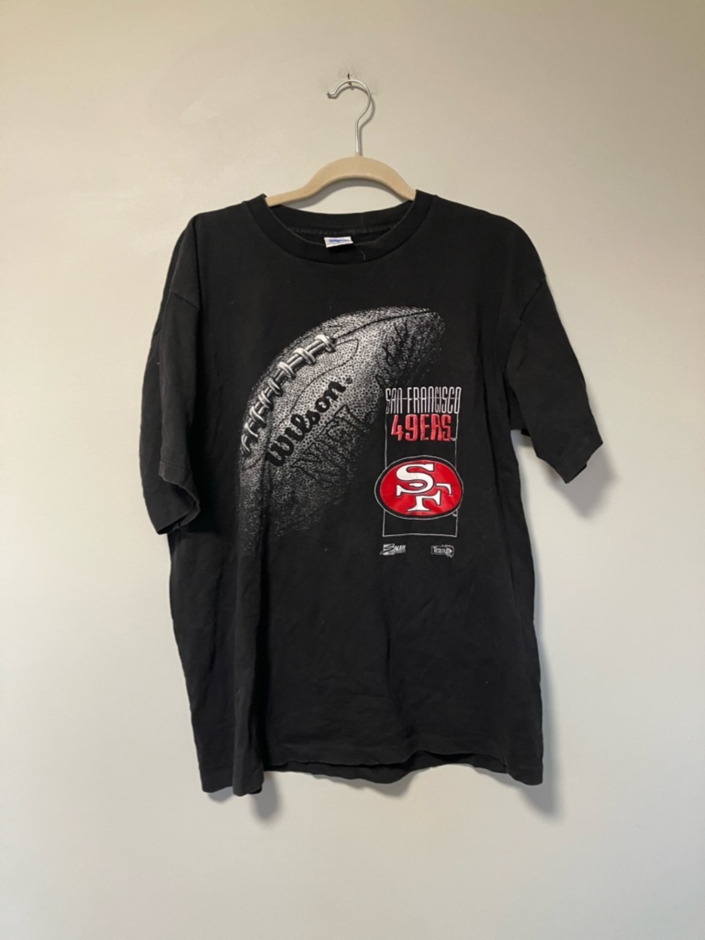 Vintage Salem Sportswear made in USA San Francisco 49ers Black Graphic Tee - Picture 1 of 5